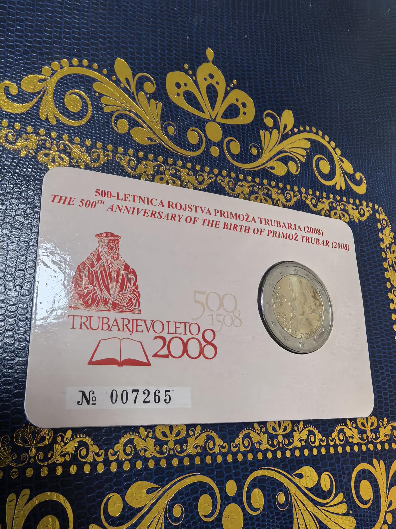 长老汇马年精选第十三场拍卖 2008斯洛文尼亚特鲁巴尔诞辰500周年2欧元卡装，1万枚