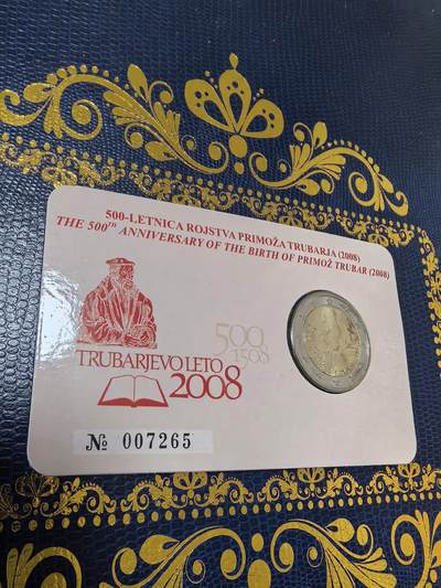 长老汇马年精选第十六场拍卖 - 2008斯洛文尼亚特鲁巴尔诞辰500周年2欧元卡装，1万枚
