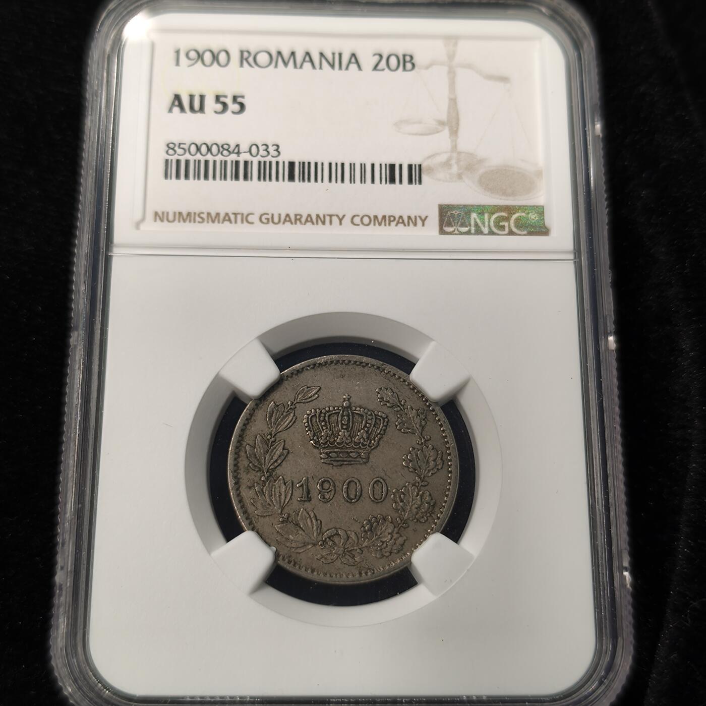 Krab外币市集Vol.28 NGC AU55 罗马尼亚1900年20巴尼 HA拍卖69美元