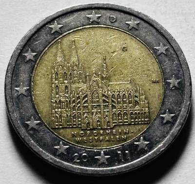 文馨钱币收藏第 298 场，长期接代拍业务 - 德国2011年 北莱茵-威斯特法伦州2欧元纪念币 独年份
