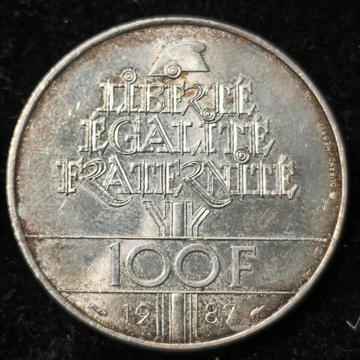 Krab外币市集Vol.28 法国1987年100法郎银币22.2g 0.9银