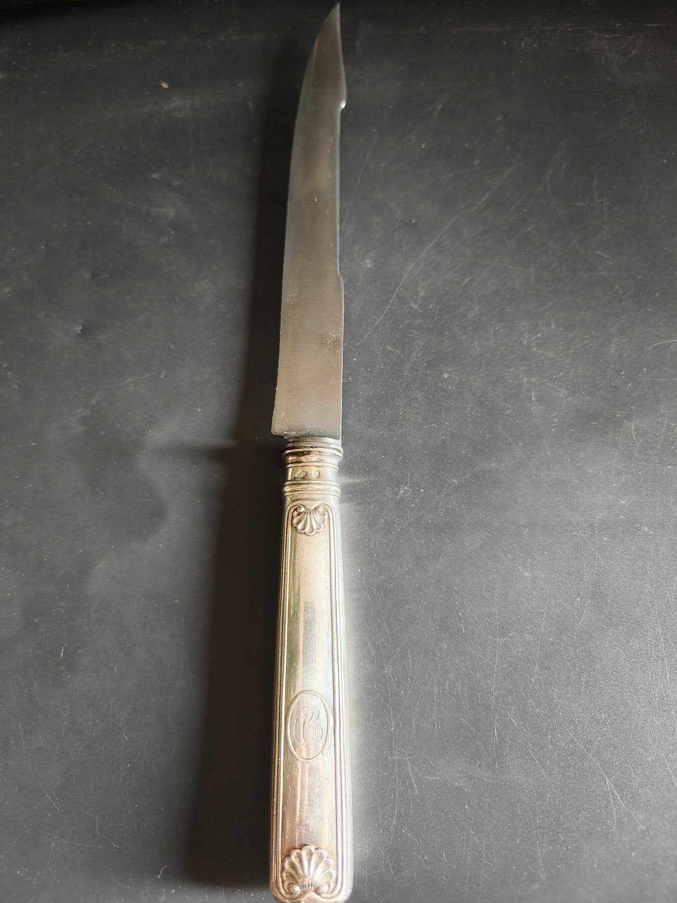 老王徽章第190期 法国银刀具    刀柄密涅瓦1级标    950银    长度30mm     重量149g