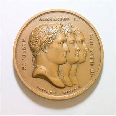 【艺术】法国艺术大章1807年 拿破仑金叶冠+亚历山大+纪尧姆三世 拿破仑战争 高浮雕精制大铜章 40MM - 【艺术】法国艺术大章1807年 拿破仑金叶冠+亚历山大+纪尧姆三世 拿破仑战争 高浮雕精制大铜章 40MM