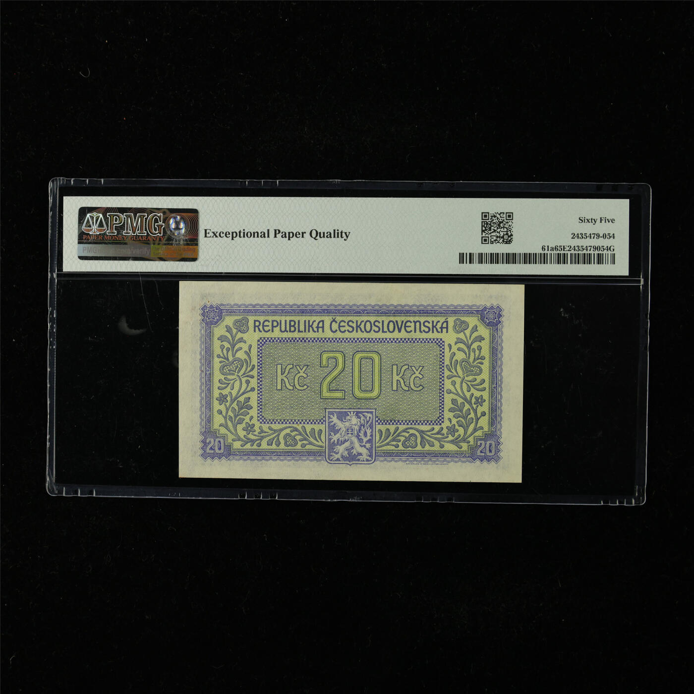 【亘邦集藏】第224期拍卖 1945年 捷克斯洛伐克共和国20克朗 PMG 65EPQ LS920319