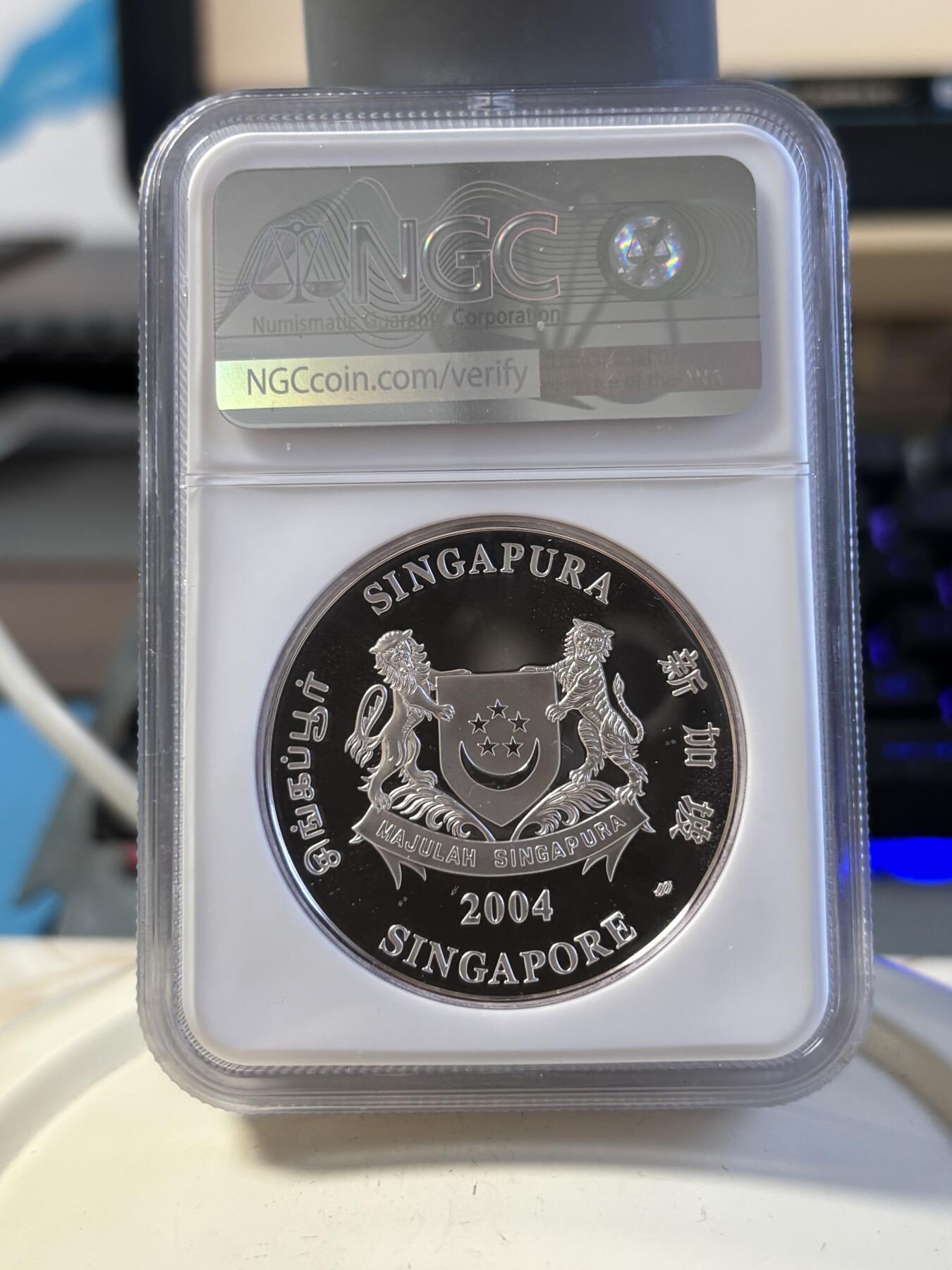 第194期拍卖 新加坡2004年十二生肖猴年2盎司纪念银币NGC-PF69.999银