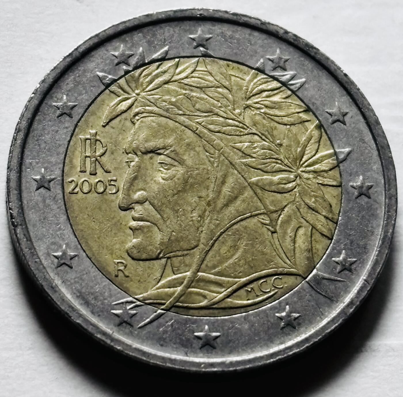 文馨钱币收藏第 298 场，长期接代拍业务 2005 年意大利 2 欧元