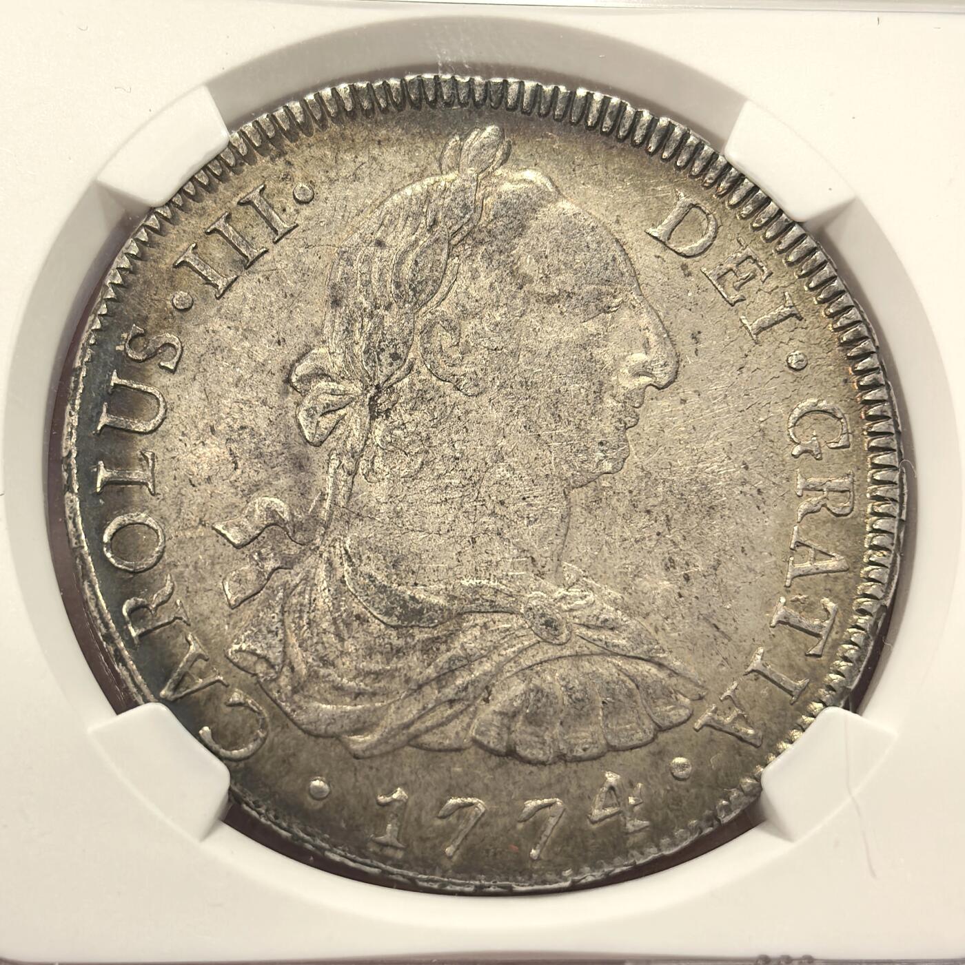 博洋堂“芳菲春韵”3月精品大拍专场暨第166期（全场包邮） NGC MS61 西属秘鲁1774年LIMA MJ卡洛斯三世双柱8R银币，早期年份非常少见，此枚更是NGC唯一冠军分！卡三双柱巅峰级藏品，错过不再有！