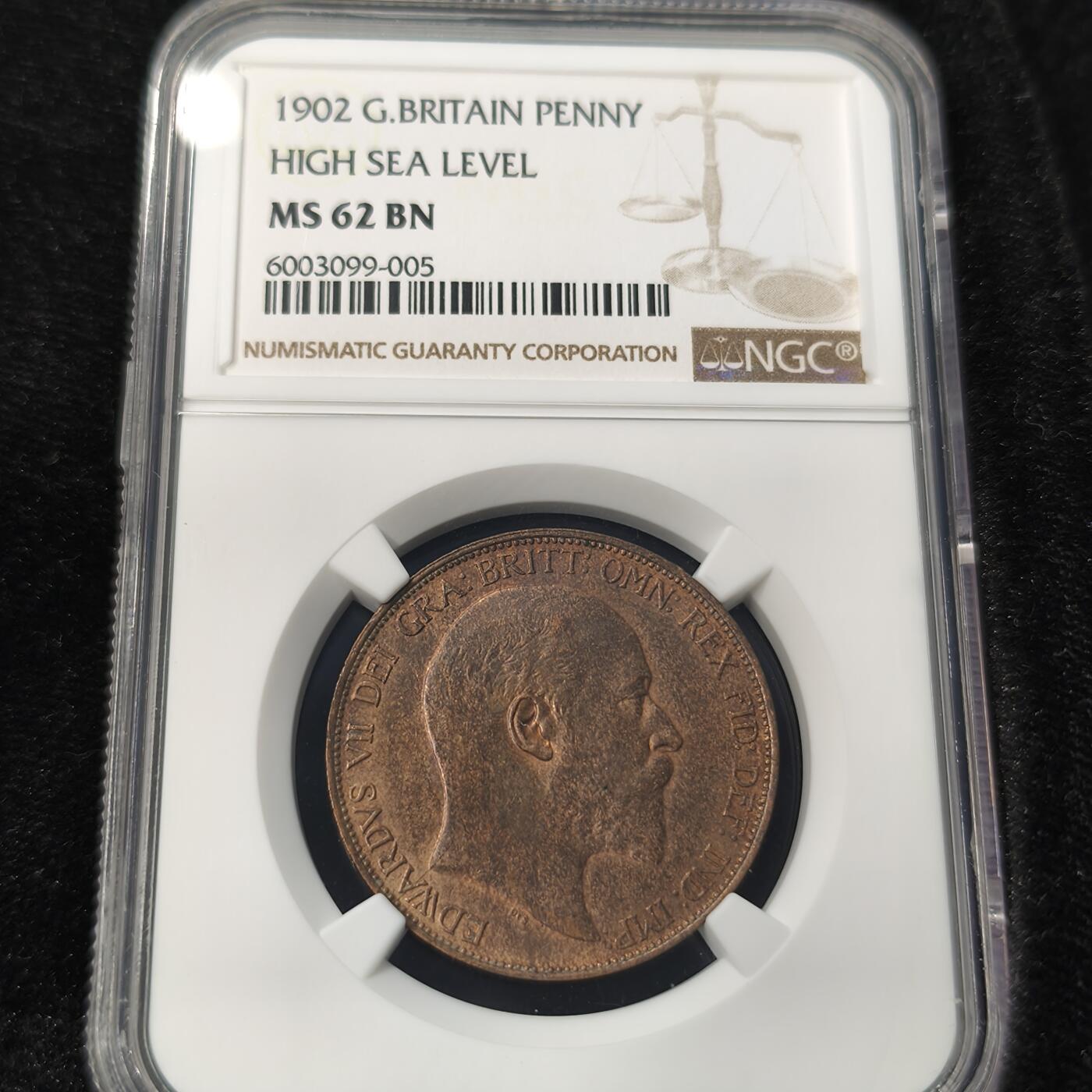 Krab外币市集Vol.28 NGC MS62BN 英国1902年爱德华七世1便士 High Sea Level