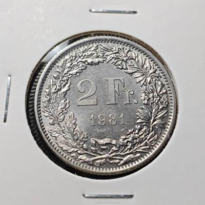KK钱币收藏小铺  第409期 2月预留时间 周末发货 -  1981瑞士2法郎