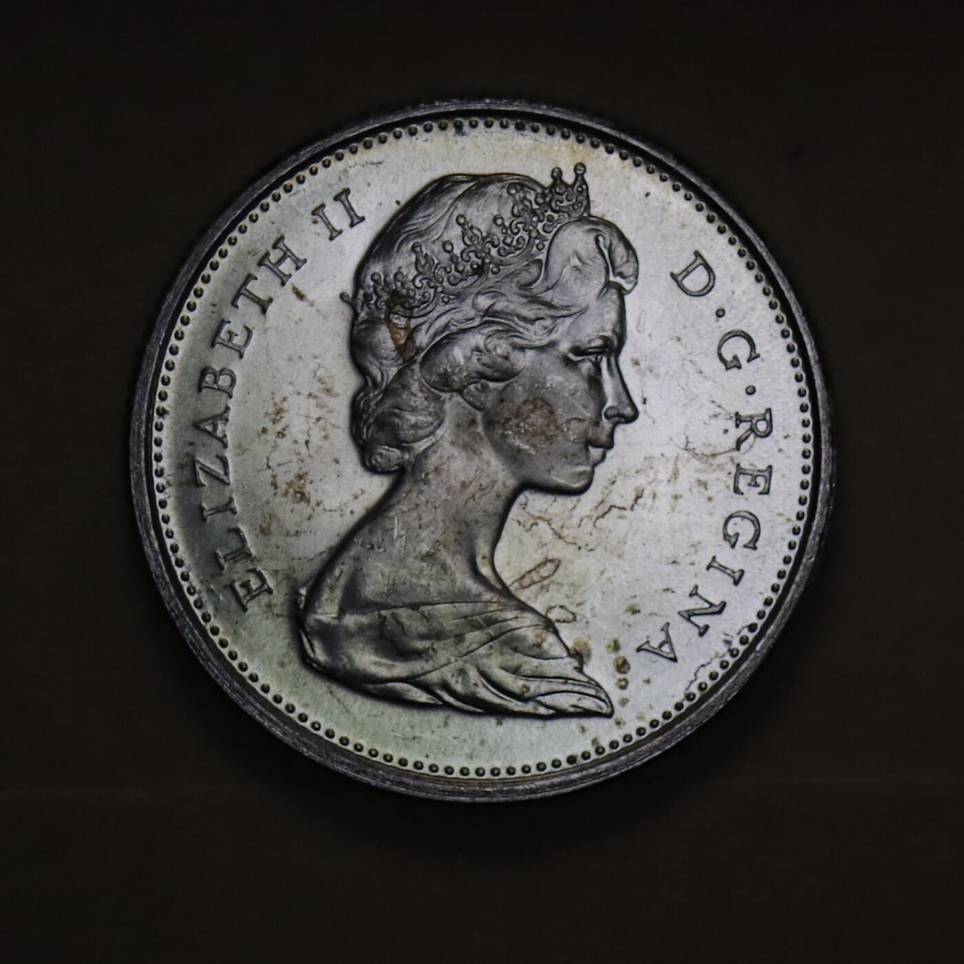 观钱 近现代机制币拍卖No.006（全场顺丰包邮，不区分偏远地区）  加拿大 1967 年联邦百年 25 分猞猁纪念银币 卷拆全新未使用