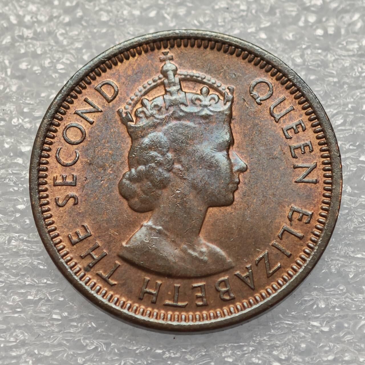  【淘币小摊】限时拍第八百八十六拍   黎巴嫩圣马力诺希腊荷兰场    每周一统一发货 英属洪都拉斯1954年伊丽莎白二世1分铜币 km27