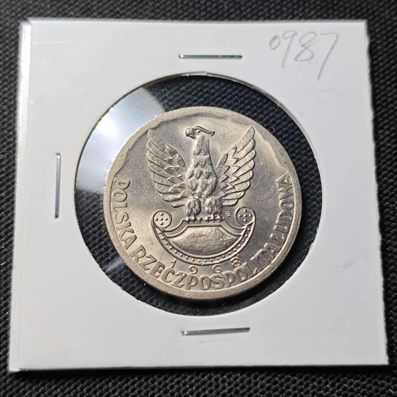 KK钱币收藏小铺  第409期 2月预留时间 周末发货  1968波兰20兹罗提纪念币 好品