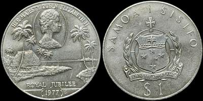 ＜星葵🌻钱币社＞第72期·东奔西走的硬币·3月31日发货 - 〈发行量27000〉萨摩亚1977年女王登基25周年1塔拉克朗型纪念币