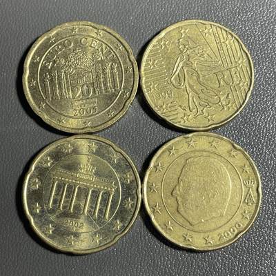 回流0328 - 20欧分4枚 德国、法国、意大利、比利时