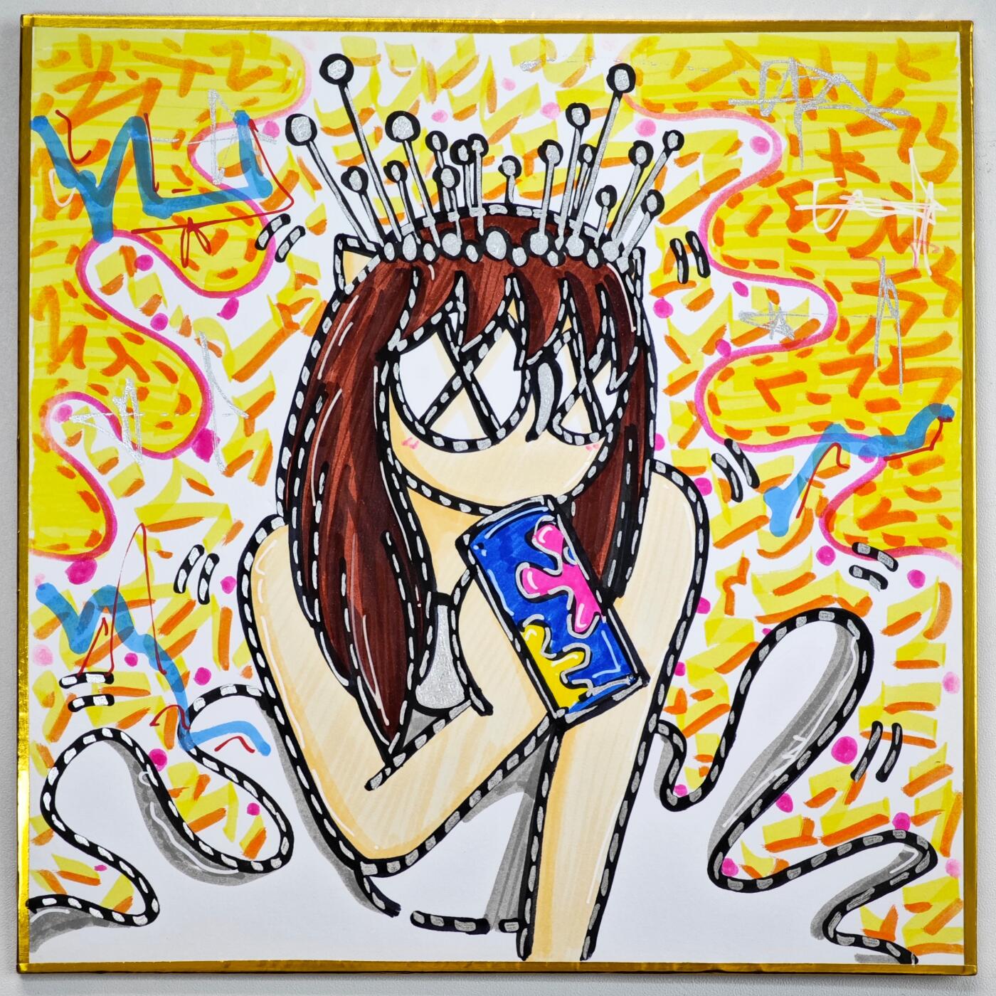 白泽拍卖卡牌手绘专场第34期（花朝去了又春分 草如茵 柳烟新） 2021 waiwai手绘色纸 芭蕾公主 尺寸：17.8cm*17.8cm  waiwai亲签