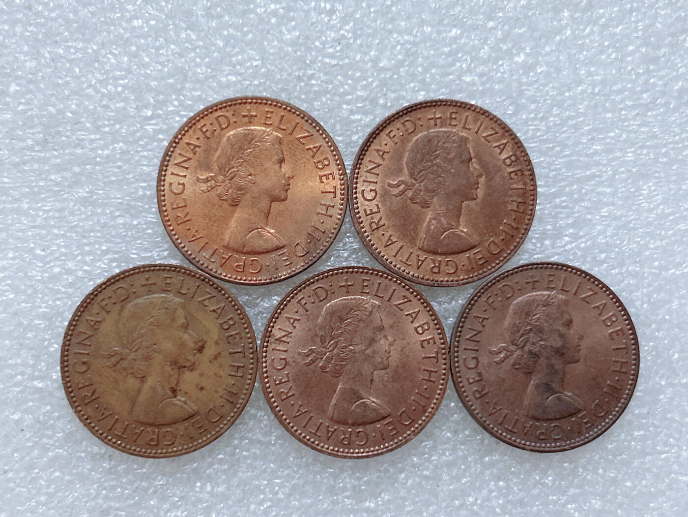 第一海外回流一元起拍收藏 散集专场  第307期 英国伊丽莎白二世1/2便士铜币 5枚