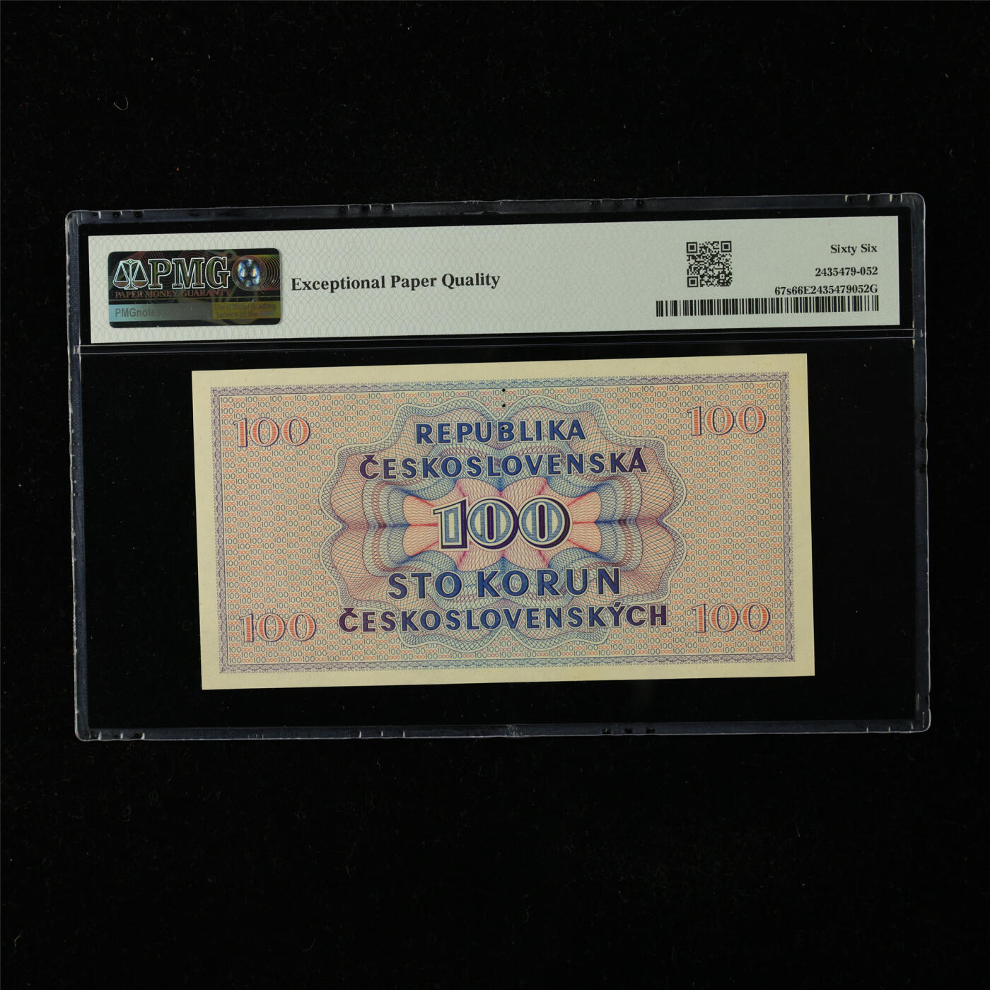 【亘邦集藏】第224期拍卖 1945年 捷克斯洛伐克共和国样钞100克朗 PMG 66EPQ B40 300008