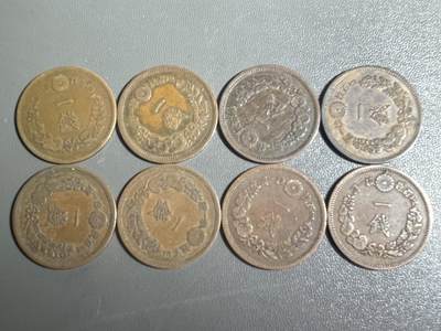 回流0328 - 明治时期不同年份龙一钱青铜币8枚