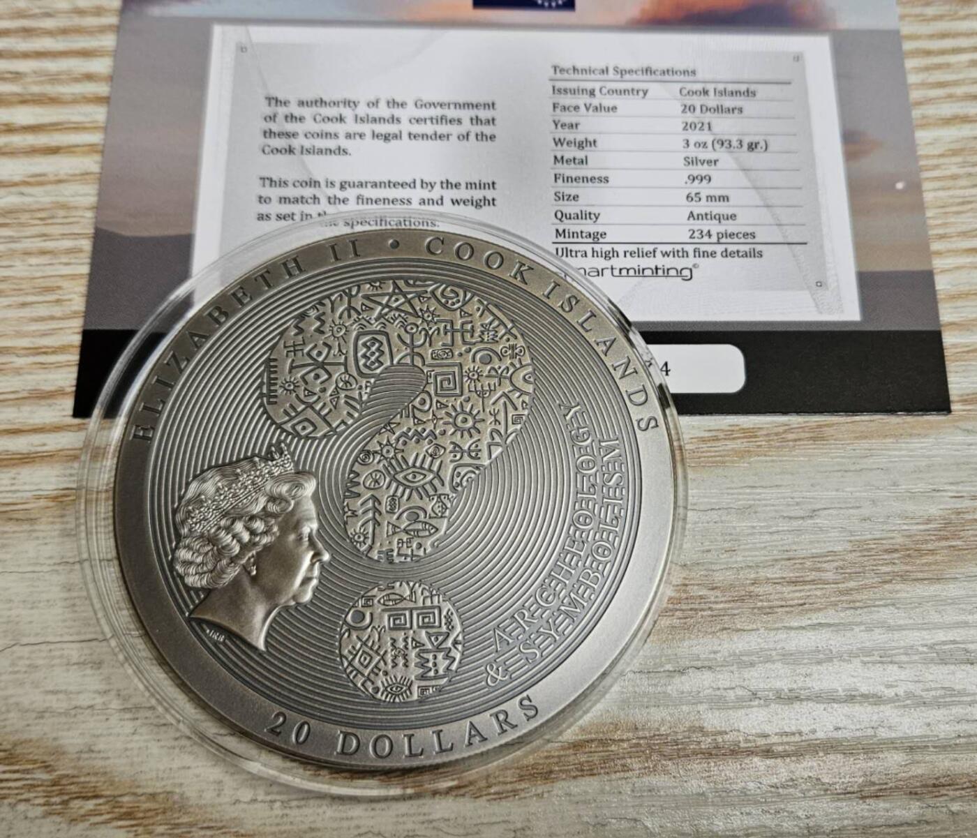 【币将精彩】世界钱币拍卖（2026-4-8） 库克2021年考古希腊巴克特里亚西布勒和耐吉银盘3盎司仿古大银币，直径65毫米，发行234枚。 发现于阿富汗北部的艾汗努姆Ai-Khanoum 这块圆盘展示了古代文化激烈碰撞的艺术表现:​可以看到西贝勒Cybele，这位强悍的安纳托利亚自然女神，驾驶着狮子拉的战车，旁边是耐吉Nike，那位无可触及的胜利女神，还有太阳神赫利俄斯Helios，他身上散发出一道几乎能致盲的光环。  ​