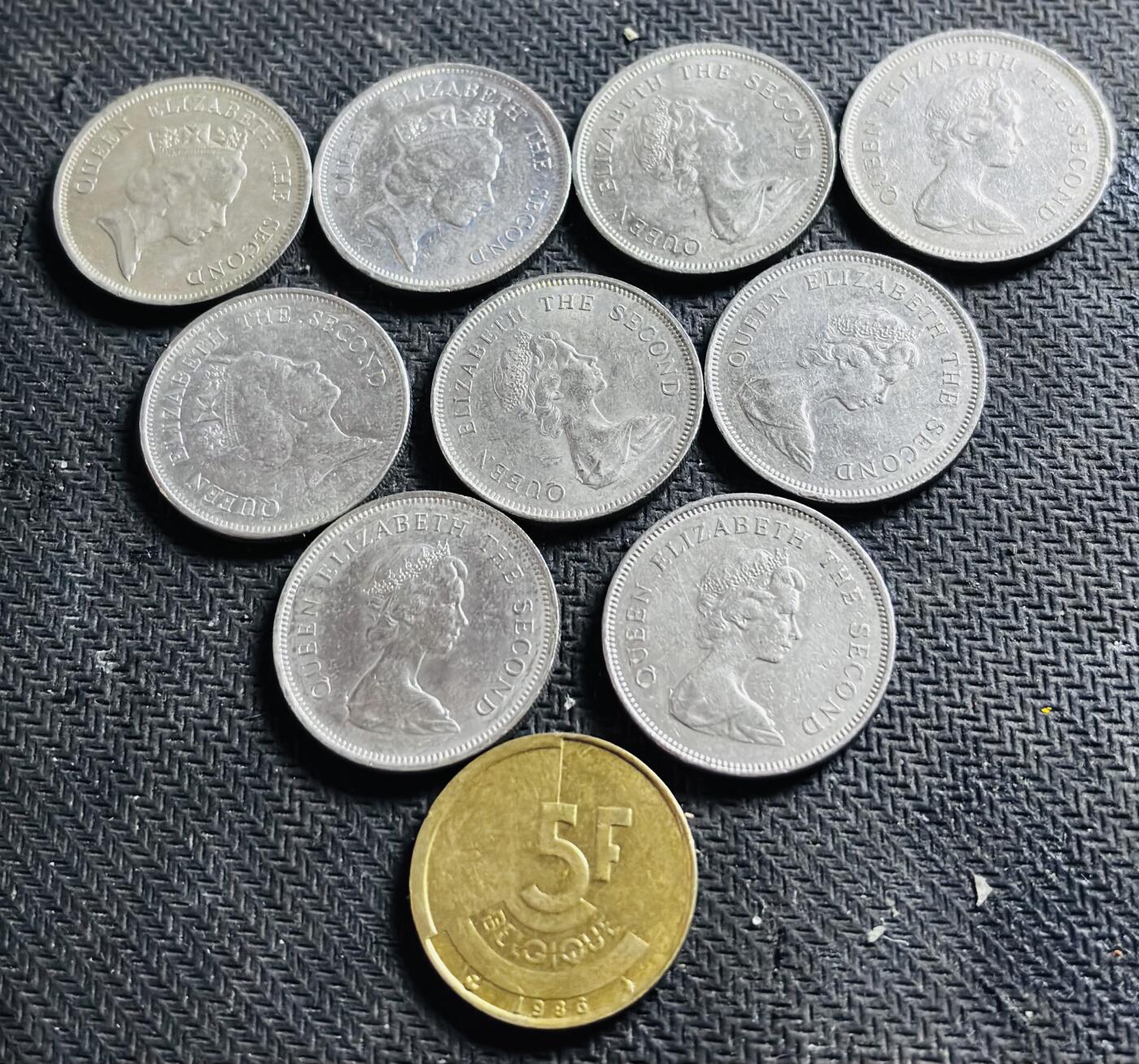 文馨钱币收藏第 298 场，长期接代拍业务 好品英属香港一元 9 枚➕比利时 5 法郎一枚