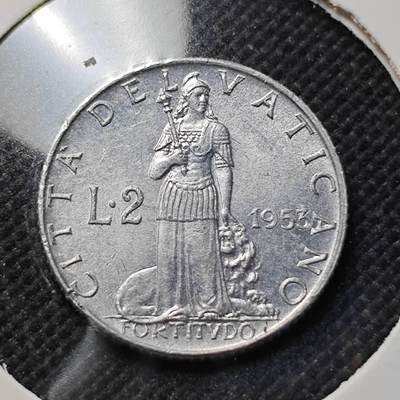 KK钱币收藏小铺  第409期 2月预留时间 周末发货 -  1953梵蒂冈2里拉