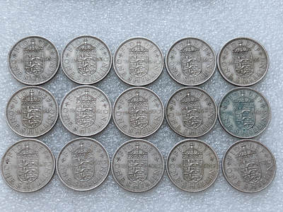 第一海外回流一元起拍收藏 散集专场  第307期 - 英国60年代三狮版1先令硬币 15枚