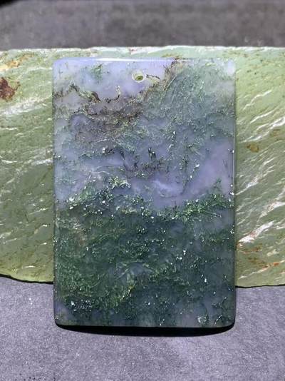 天然冰透高玉化水草玛瑙牌子一块 - 天然冰透高玉化水草玛瑙牌子一块