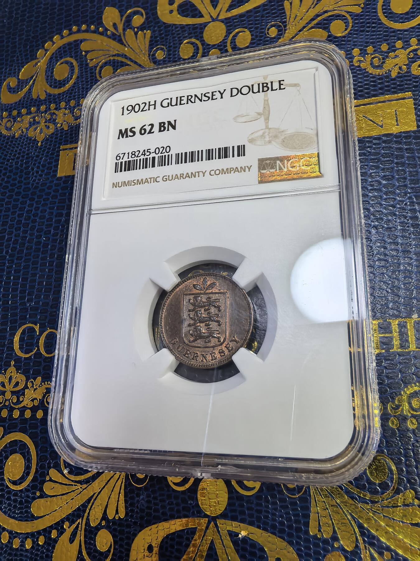 长老汇马年精选第十三场拍卖 1902H根西1道布铜币，NGC MS62BN，季军，更高2枚，8.4万枚