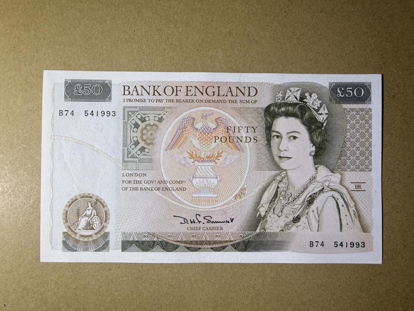 《艾美收藏》第238期-3.29周日外币畅拍场 英格兰50镑 UNC D序列 首签a版