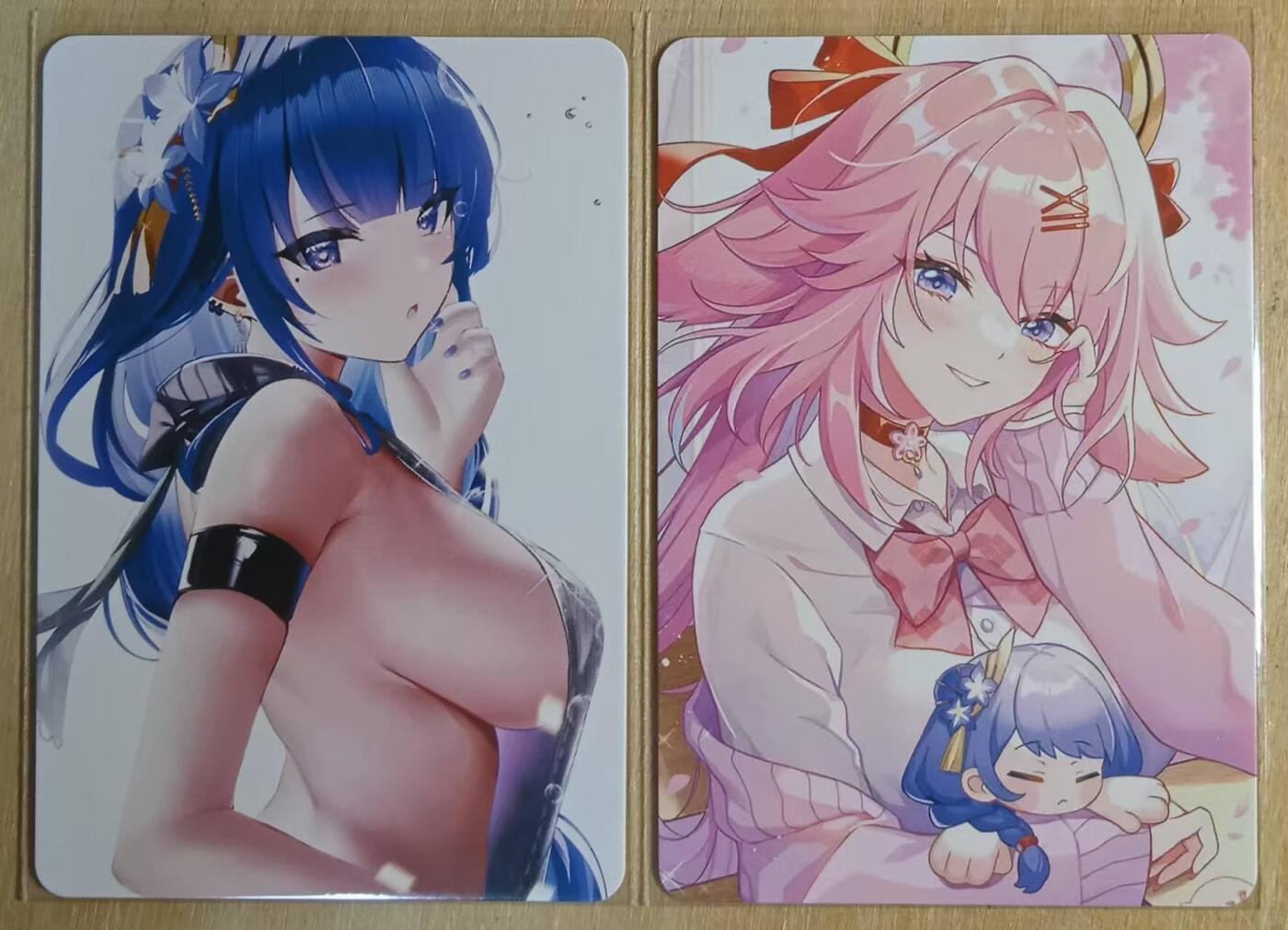 龙虎卡牌-八零场，奇点炸场！！（满200元包邮，无佣金，每周六结拍，欢迎送拍） 折光彩闪2张 原神卡牌 雷电+八重神子