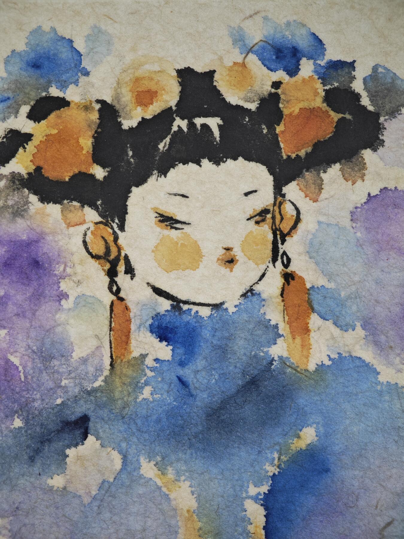 白泽拍卖卡牌手绘专场第34期（花朝去了又春分 草如茵 柳烟新） 2020 王小玩手绘画 兰 尺寸：18cm*25cm  王小玩亲签