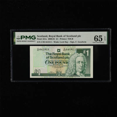 【亘邦集藏】第224期拍卖 - 2000-01年 苏格兰1镑 PMG 65EPQ C/93 641811