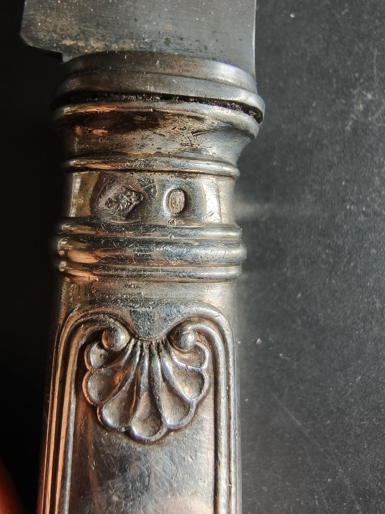 老王徽章第190期 法国银刀具    刀柄密涅瓦1级标    950银    长度30mm     重量149g