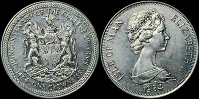 ＜星葵🌻钱币社＞第72期·东奔西走的硬币·3月31日发货 - 马恩岛1984年纹章院500周年·官方纹章1克朗纪念币