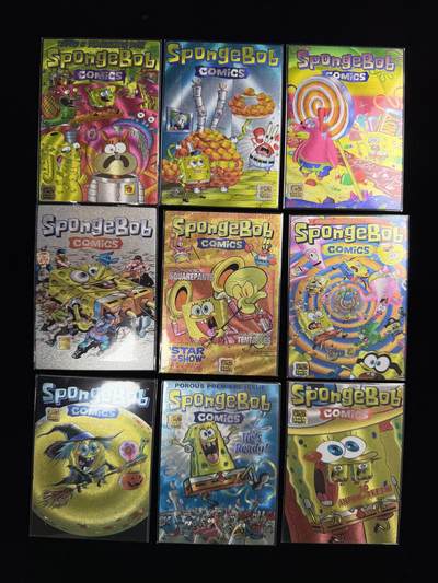 奇点卡牌限时专场无佣金 亲签 限编 所有卡牌独家赞助 部分卡牌支持多宫 流拍商品会循环上架 禁止小号扛价 拒绝套路 部分卡牌设有底价 大家放心拍！祝各位卡牌大佬名流身体健康！ - 奇点卡牌 海绵宝宝粗闪套卡9张