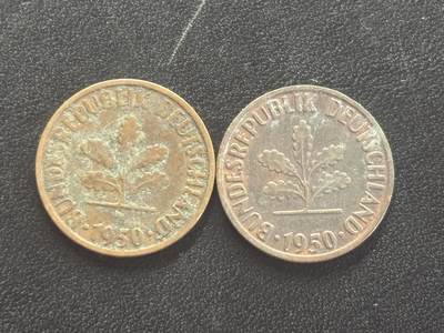 邮泉阁邮票限时拍卖第四十四场 （邮票在国外，请付邮费6元） - 德国1950年2芬尼2枚不同厂别