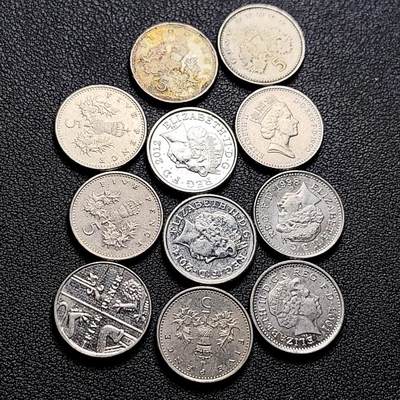 泉币菌-第216场-拍品多 请提前出价 - 高币值 11枚一组 小版 英国大5便士镍币 皇冠蓟草