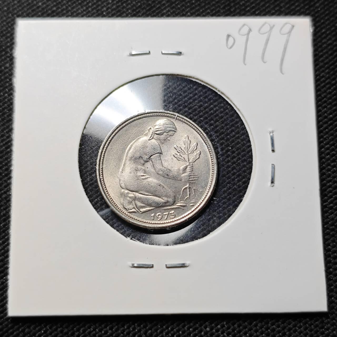 KK钱币收藏小铺  第409期 2月预留时间 周末发货  1973西德50芬尼 好品