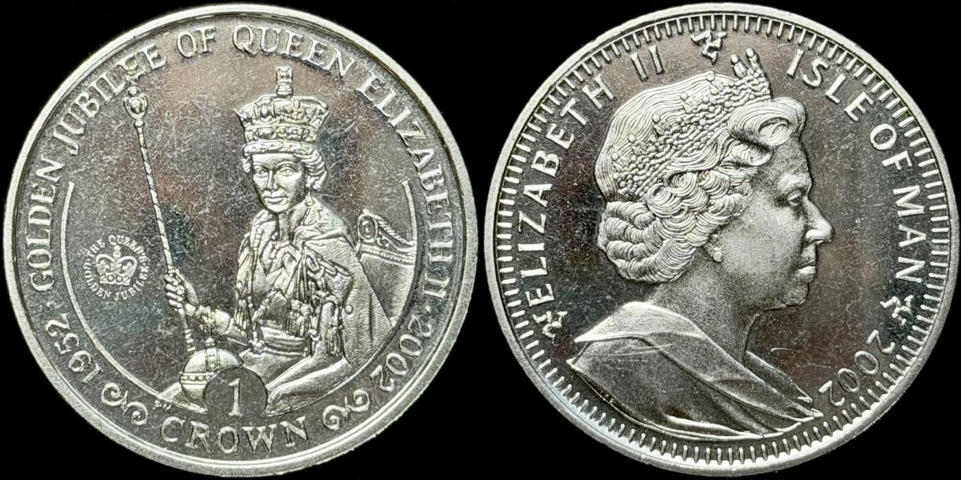 ＜星葵🌻钱币社＞第72期·东奔西走的硬币·3月31日发货 马恩岛2002年女王登基50周年1克朗纪念币