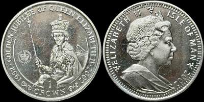 ＜星葵🌻钱币社＞第72期·东奔西走的硬币·3月31日发货 - 马恩岛2002年女王登基50周年1克朗纪念币