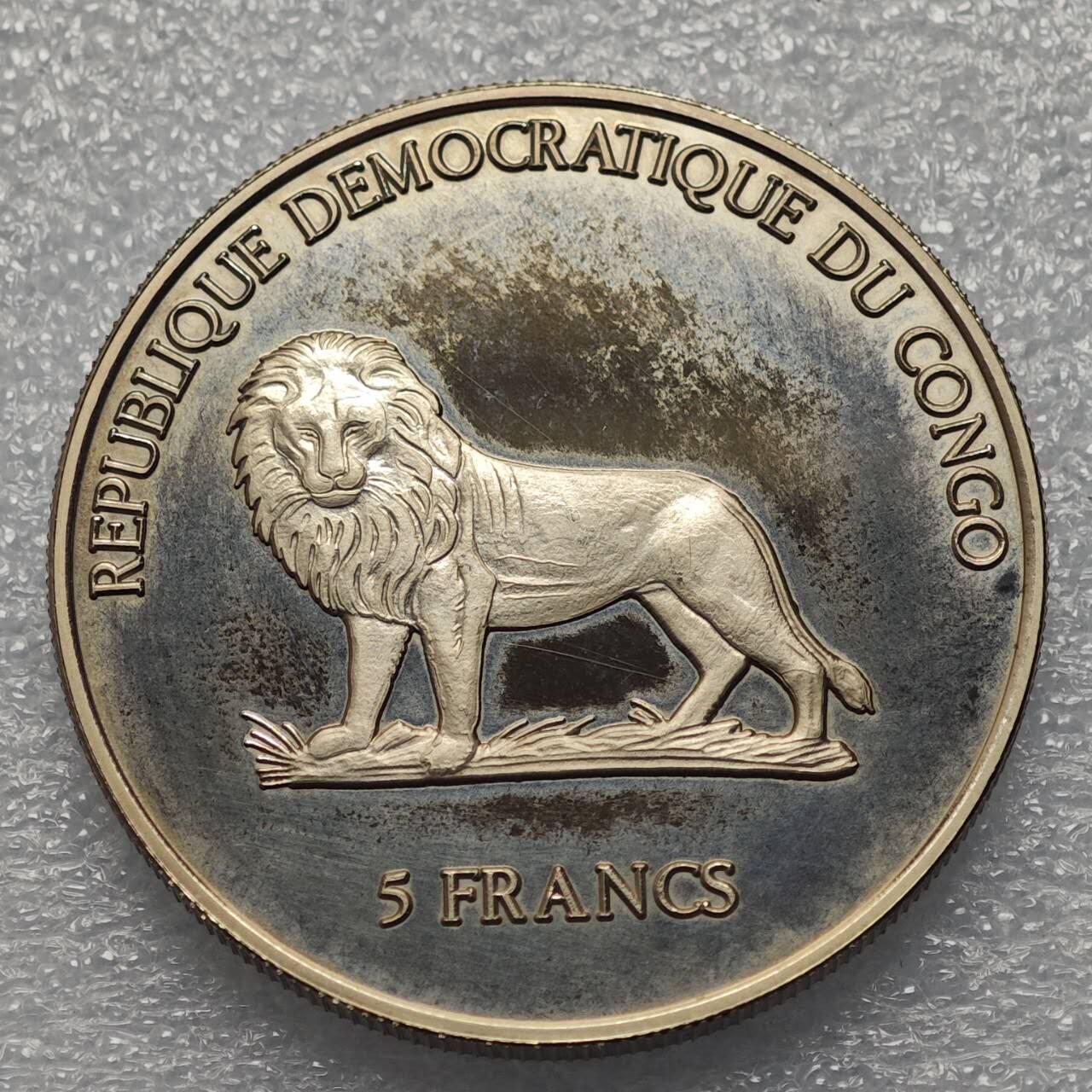  【淘币小摊】限时拍第八百八十六拍   黎巴嫩圣马力诺希腊荷兰场    每周一统一发货 民主刚果2000年5克朗精制纪念克朗币 km24