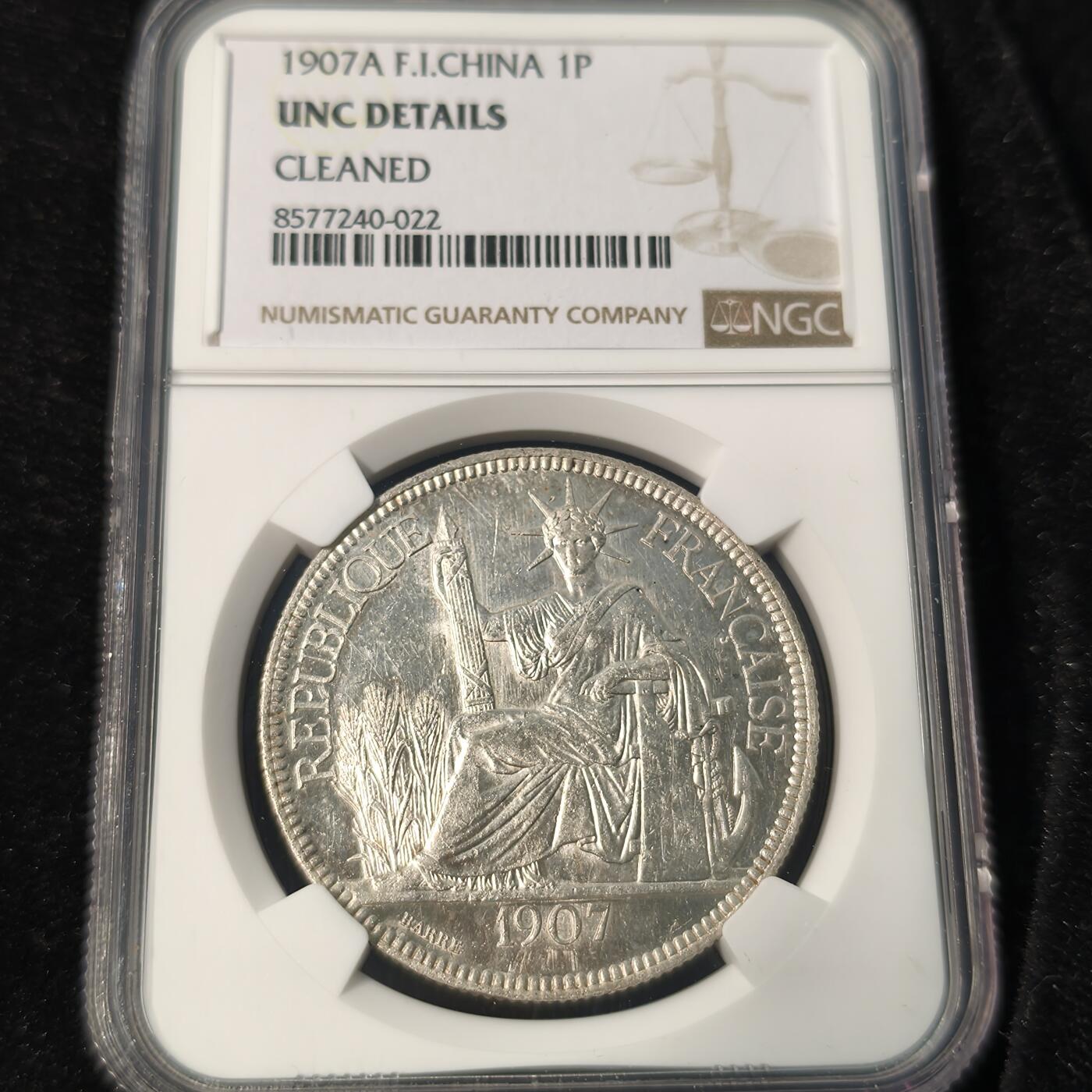 Krab外币市集Vol.28 NGC UNCD 法属印度1907A 皮阿斯特坐洋