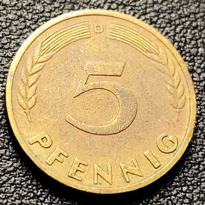 泉币菌-第216场-拍品多 请提前出价 - 联邦德国1949年 5芬尼硬币 橡树麦穗  银行版 