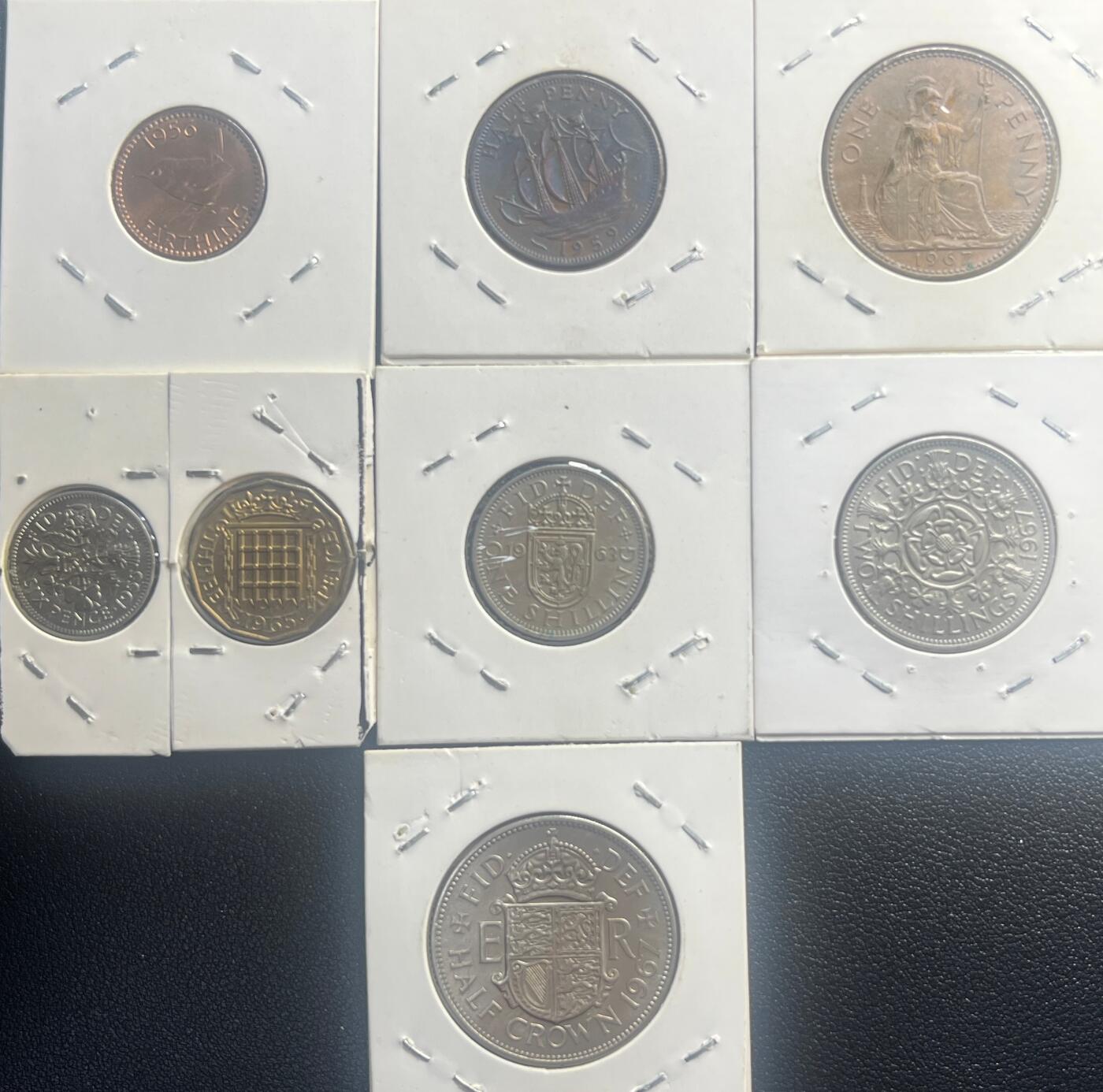 英国伊丽莎白二世 8 枚旧币套币 法新 - 1/2 克朗 十二进制体系外国钱币