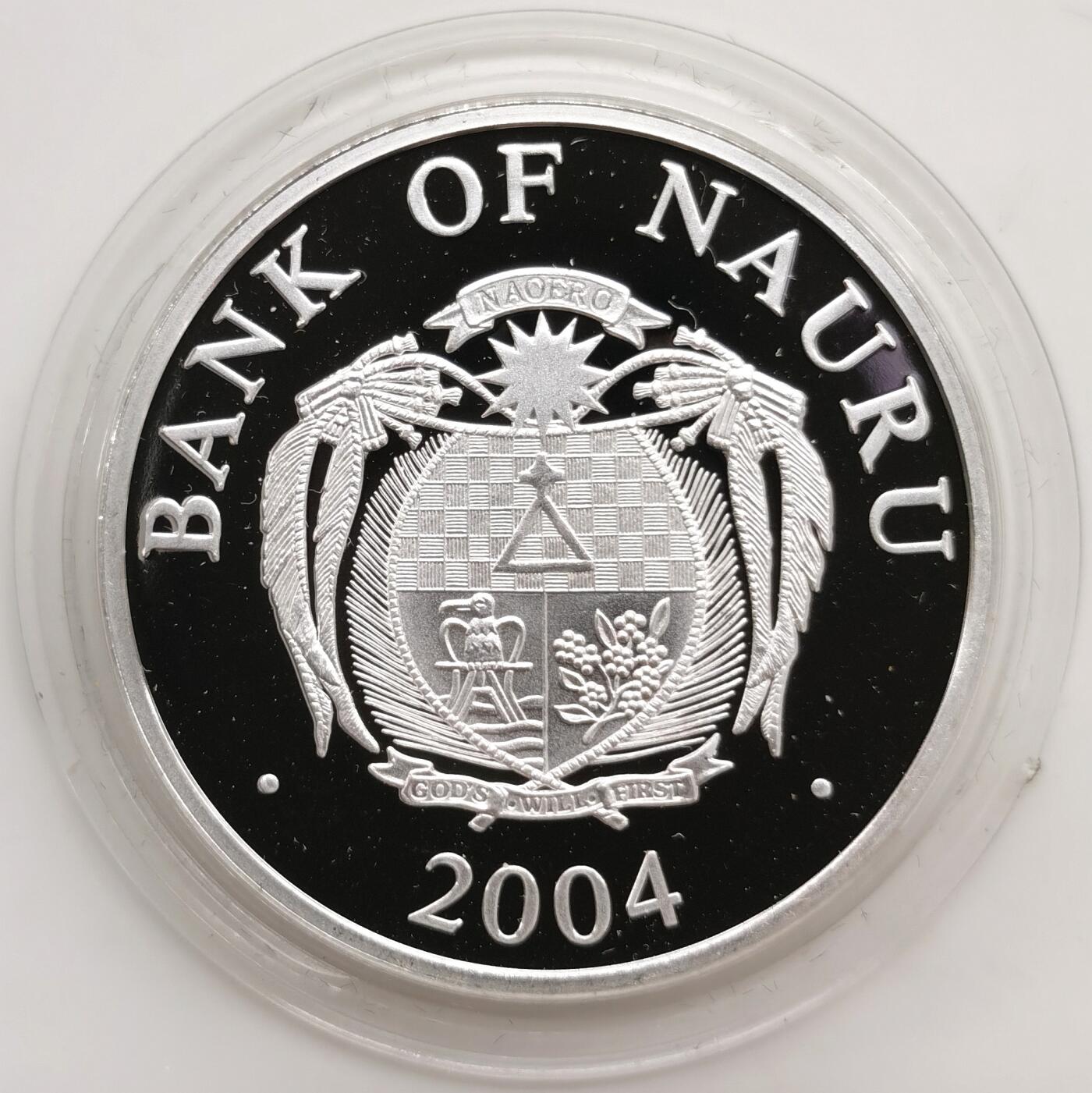 博洋堂“芳菲春韵”3月精品大拍专场暨第166期（全场包邮） 瑙鲁2004年10元带镀金插件反向精制银币 欧洲地标-普赖斯利宫（摩纳哥） 1盎司999银 发行量：7千5百