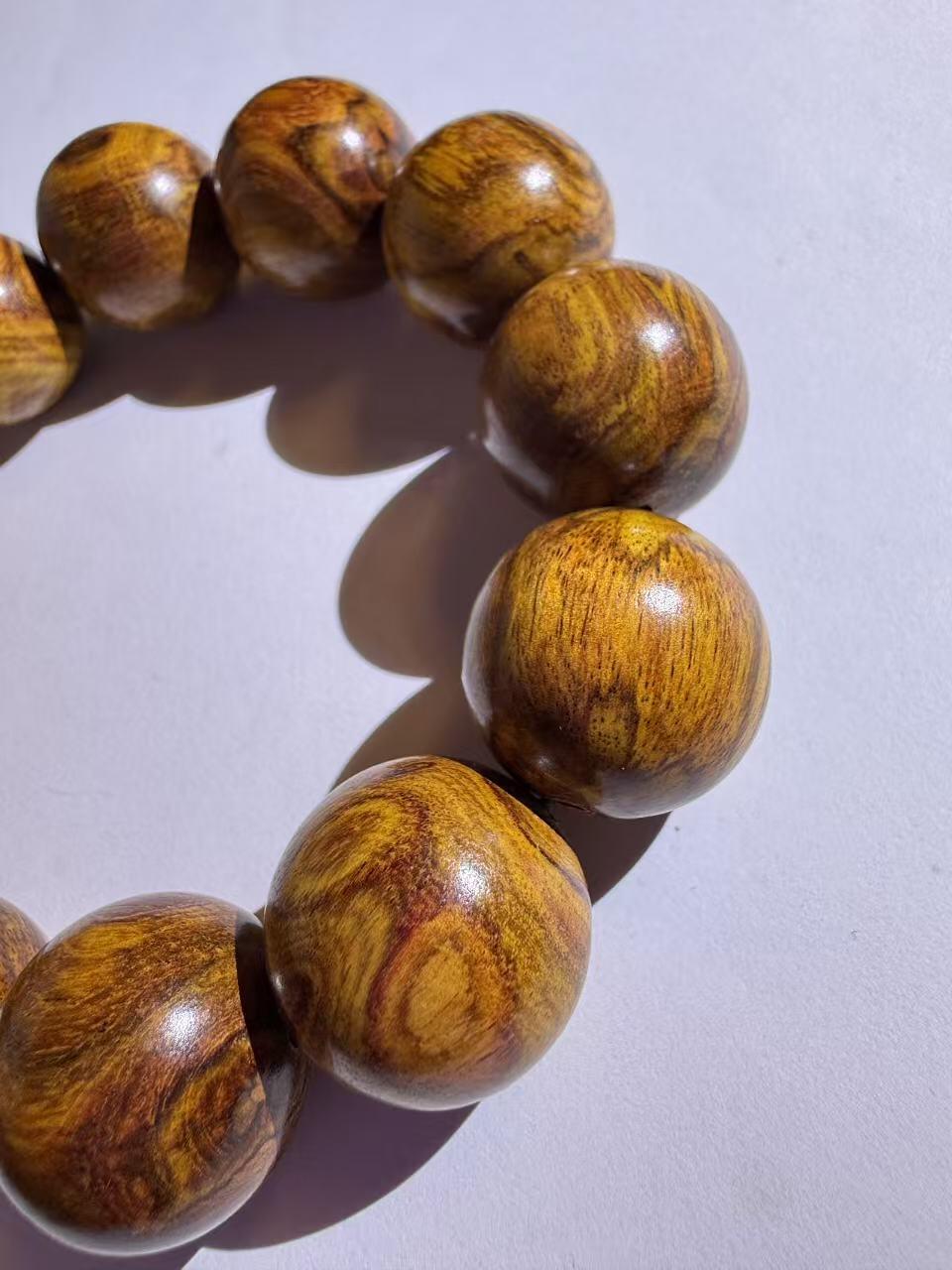 零元拍：海南黄花梨黄金底鬼脸2.0手串