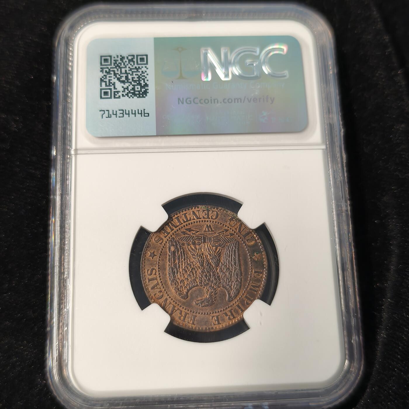 Krab外币市集Vol.28 NGC MS63BN 法国1855W年拿破仑三世5分 DOG