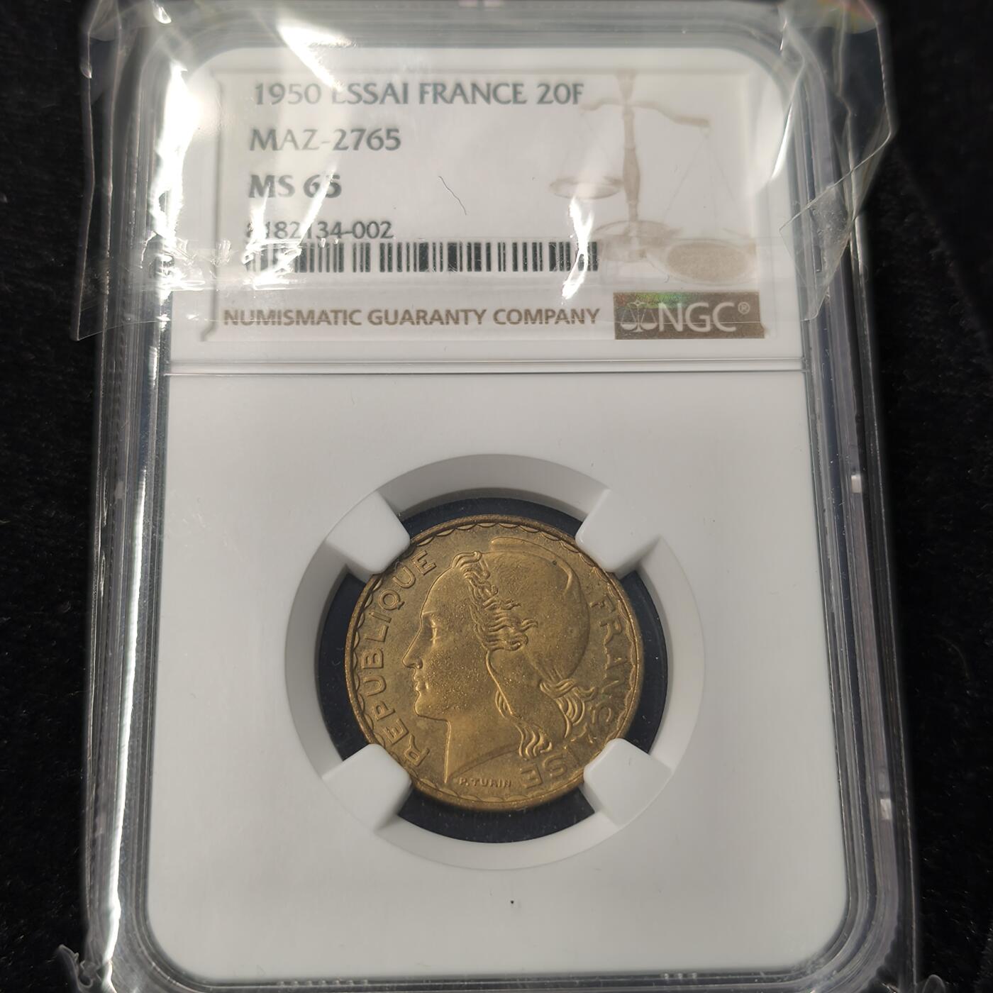 Krab外币市集Vol.28 NGC MS65 法国1950年20法郎样币