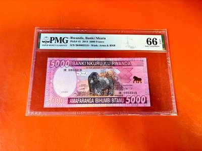 【Blue Auction】世界纸币精拍第801期——18级TOP拍卖/信誉/品质/专业/高效💫 - 【无47】卢旺达 2014年5000法郎 黑猩猩 PMG66EPQ 