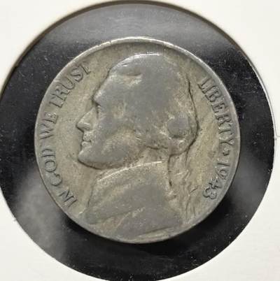 外国优质老铜币银币苏联纪念章，每周六晚九点倒数截拍，满百包邮可寄存，持续收拍 - 美国1943 年二战时期 5 美分杰斐逊银币，正面为杰斐逊头像，背面是蒙蒂塞洛庄园，因战时铜料短缺采用银合金材质，是二战物资匮乏的历史见证，兼具特殊材质与历史收藏价值。